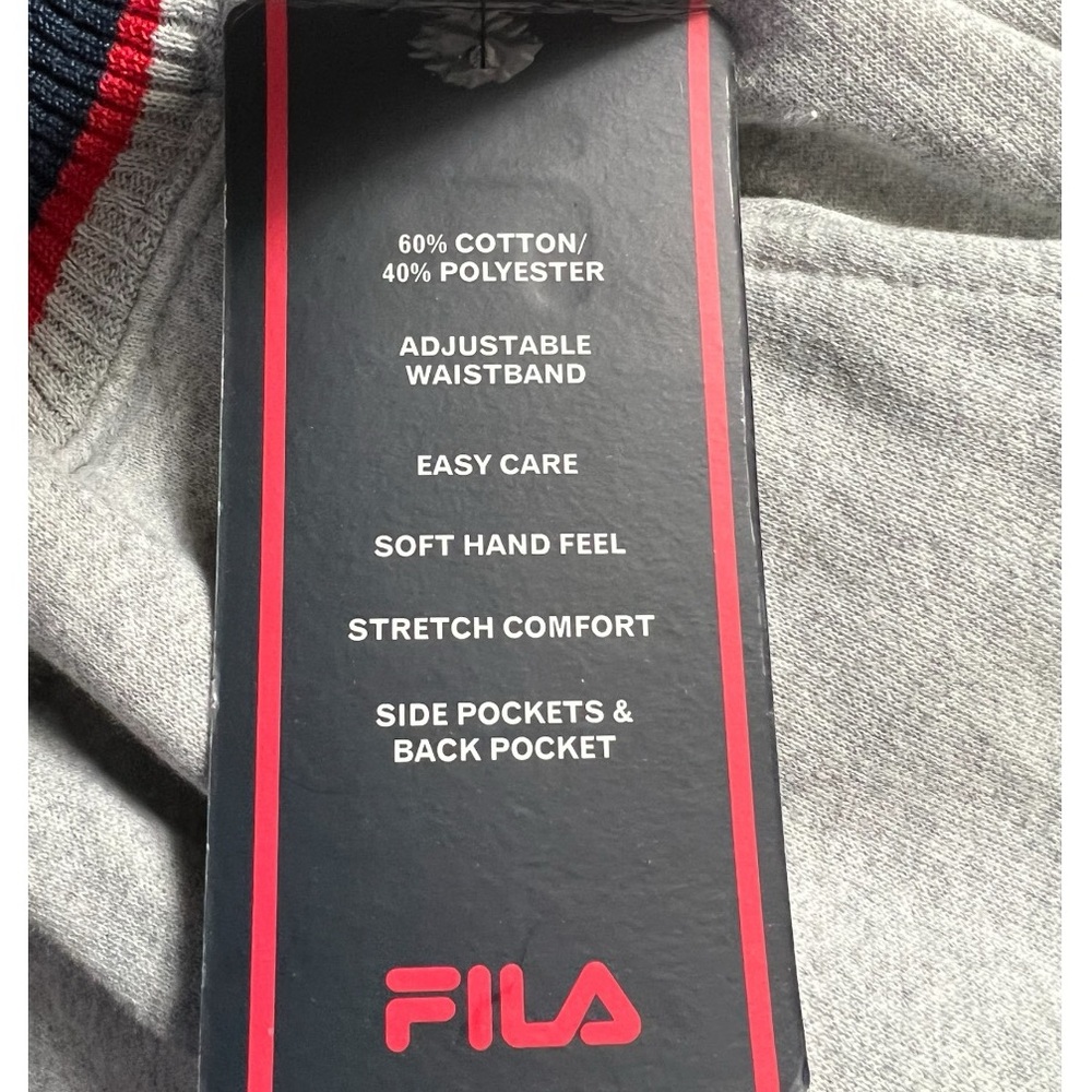 NWT Fila Men’s XL Sleepwear Jogger Pants Gray Logo Lounge Drawstring - Picture 6 of 10